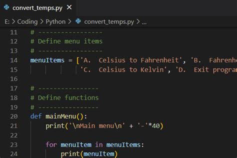 Convert Temperatures In Python Using A Menu Techronology