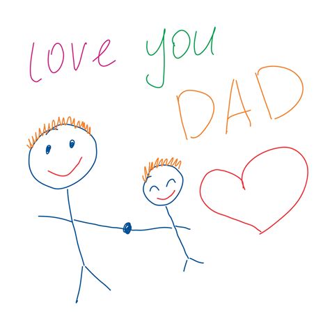 child draws father and son. I love my dad. father's day. baby drawing ...