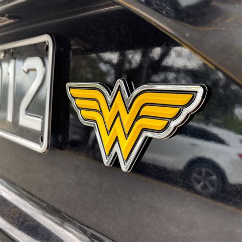 Wonder Woman 3d Car Badge Black Yellow And Chrome Fan Emblems