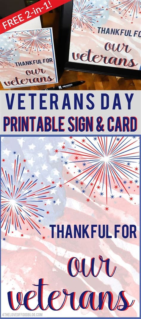 Veterans Day Printable Sign and Card | Free printable crafts, Veterans ...