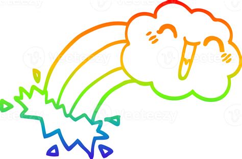 Rainbow Gradient Line Drawing Of A Cartoon Rainbow Rain Cloud 45219592 Png