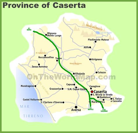 Province of Caserta map - Ontheworldmap.com