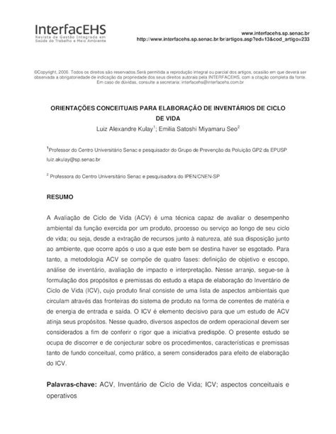 PDF ACV Inventário de Ciclo de Vida ICV aspectos conceituais e