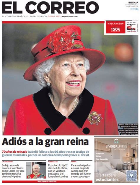 La Muerte De Isabel Ii Protagoniza Las Portadas De Los Periódicos De Este Viernes 9 De Septiembre