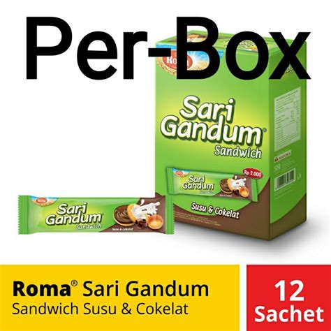 Jual Roma Sari Gandum Sandwich Susu Coklat Isi 12 Sachet Perbox