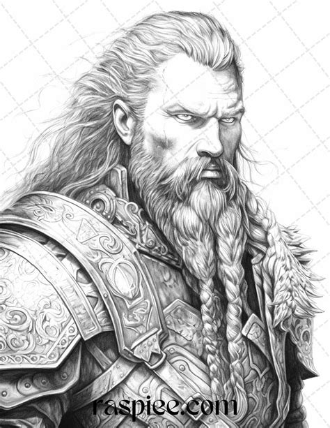 55 Viking Warriors Portrait Grayscale Coloring Pages Printable For Adu