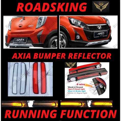 Perodua Axia Style Rear Bumper Lampu Lamp Reflector Light Led Running