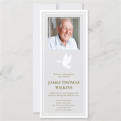 Funeral Thank You Cards | Peaceful Dove | Zazzle | Funeral thank you ...