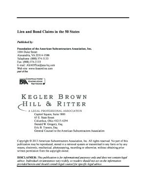 Fillable Online Lien And Bond Claims In The States Kegler Brown