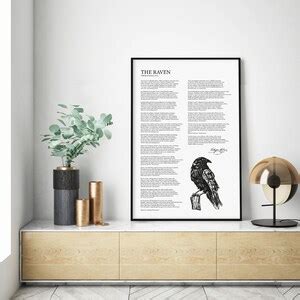 The Raven Poem Wall Art, Literary Art Print, Edgar Allan Poe Art, Book Lover Gift, Dark Academia ...