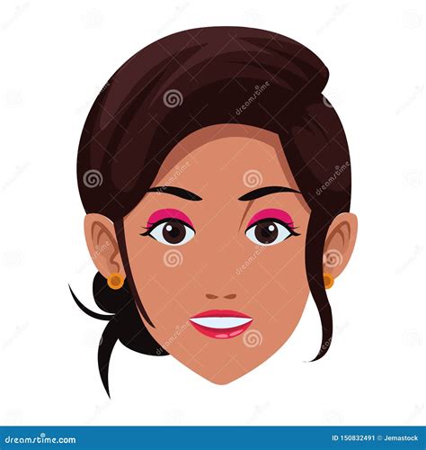 Indian Woman Face Avatar Cartoon Stock Vector Illustration Of