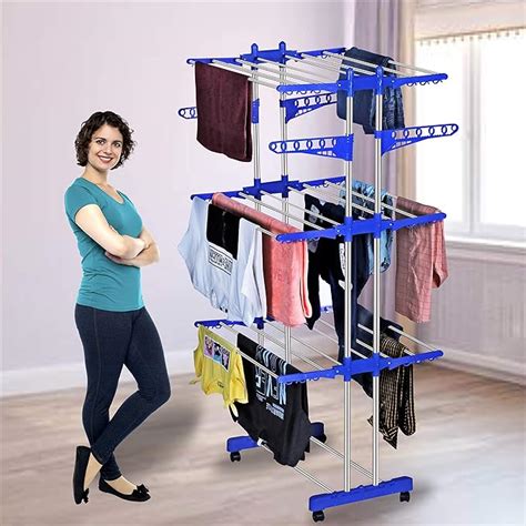 Kts Heavy Duty Rust Free Stainless Steel Double Pole Cloth Drying Stand