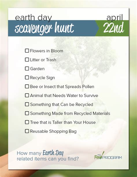 Earth Day Scavenger Hunt | My Food Program