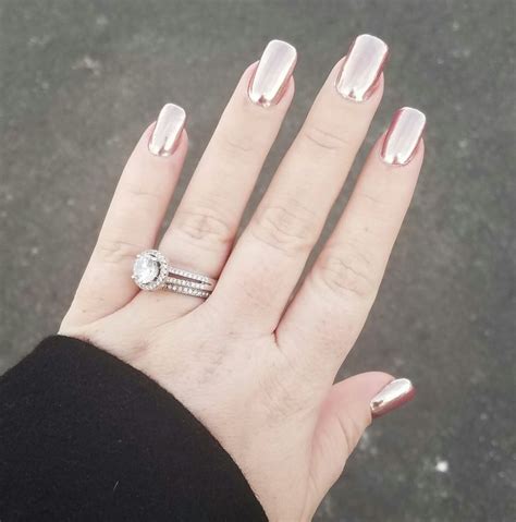 Chrome Nails Chrome Powder Rose Gold Bling Ring Ibd Personal Work