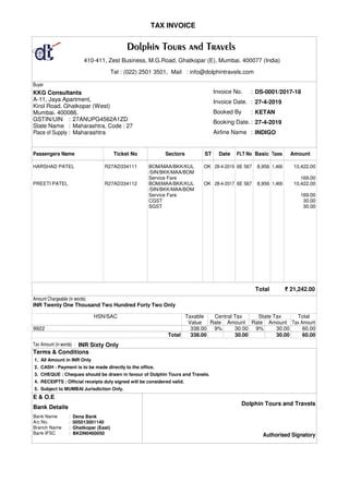 Tour Operator Sample Invoices Pdf