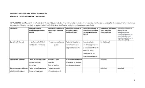 Cuadro Comparativo Declaraciones Ddhh Nombres Y Apellidos Robin