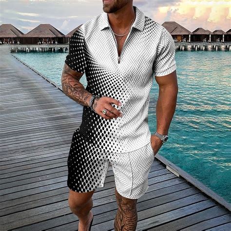 Harpily Men Suits D Short Sleeve Suit Shorts Beach Tropical Hawaiianss