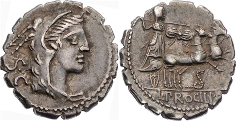 Römische Republik Denar Serratus 80 v Chr L Procilius Iuno