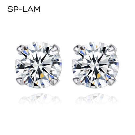 SP LAM Real Quilates D Cor Moissanite Diamante Brincos Femininos