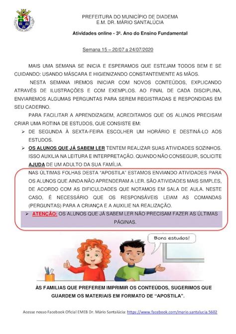 Pdf Atividades Online Ano Do Ensino Fundamentaleducacao Diadema