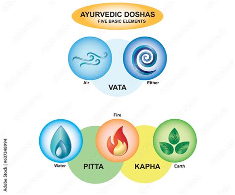 Ayurveda Vector Illustration Ayurveda Elements Vata Pitta And Kapha