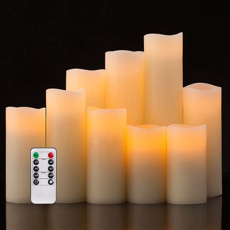 Pandaing Flameless Candles Battery Operated Led Pillar Real Wax Flickering Electric Unscented