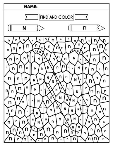 Color By Letter N Lowercase And Uppercase Letter Recognition