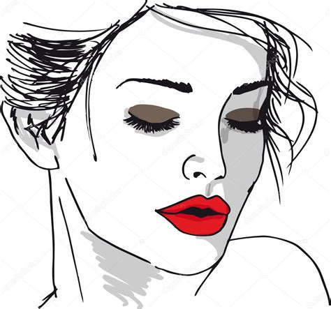 Sketch Of Beautiful Woman Face Vector Illustration Sketch Of