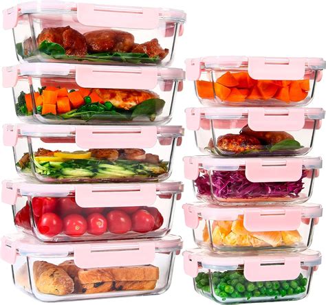 Umeied 10 Pack Glass Food Storage Containers Set With Airtight Lids