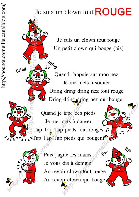 Comptine Je Suis Un Clown Tout Rouge Photo De Comptines Illustr Es