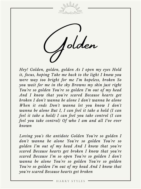 Golden by Harry Styles Lyrics Digital Download Poster - Etsy Denmark