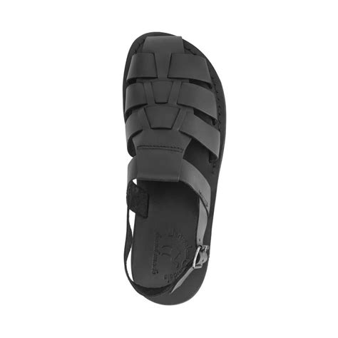 Michael Closed Toe Leather Fisherman Sandal Black Fisherman