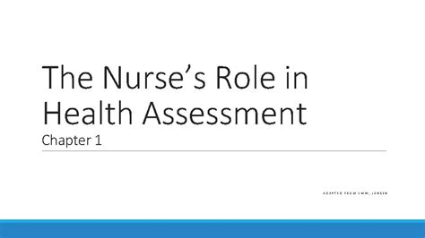 The Nurses Role In Health Assessment Chapter