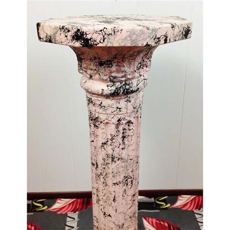 Vintage Pink Black Plaster Roman Column Pedestal Plant Stand Chairish