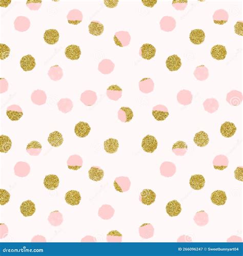 Pink And Gold Polka Dot Pattern Design Stock Illustration