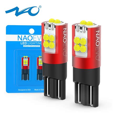 NAO 2x T10 LED Super Bright Bulb W5W Anti Error CANBUS Lamp 6000K White