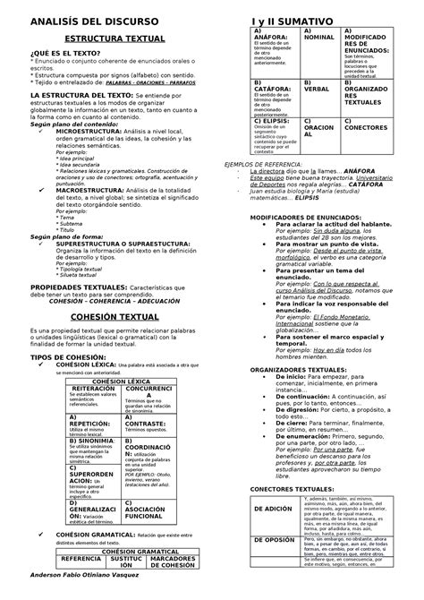 Analisis Del Discurso Apuntes Analis S Del Discurso I Y Ii Sumativo