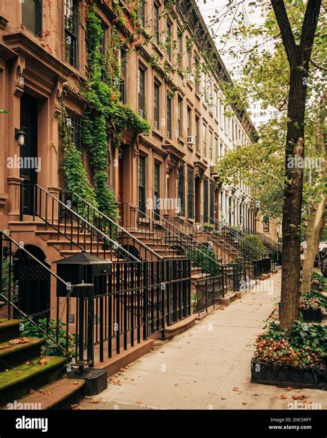 Brownstones On The Upper East Side Of Manhattan In New York City Stock