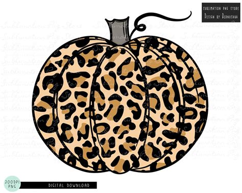 Leopard Pumpkin Sublimation Design Digital Download Cheetah Etsy