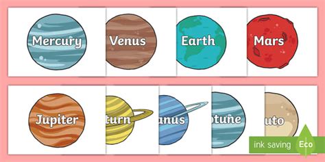 Free Planet Pictures and the Planet Names -Primary Resources