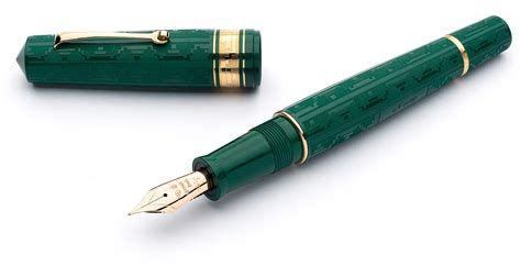 Leonardo Momento Zero Grande Art Deco Groen Vulpen Goud Fontoplumo