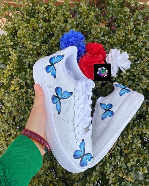 Blue Butterfly Nike Air Force Custom Sneakers Cute Shoes Etsy