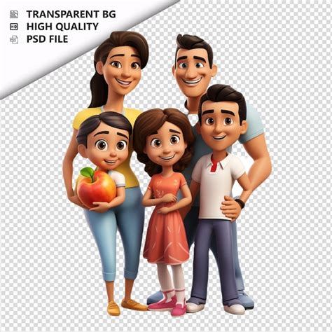 Saludable Familia Latina 3d Estilo De Dibujos Animados Fondo Blanco Es