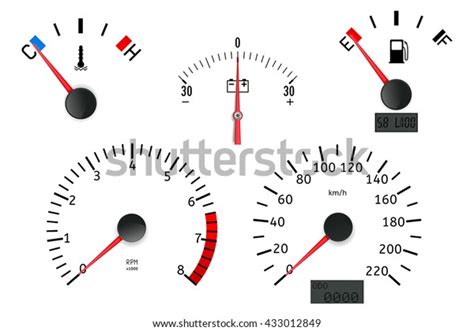 Dashboard Detailed Elements Speedometer Tachometer Fuel