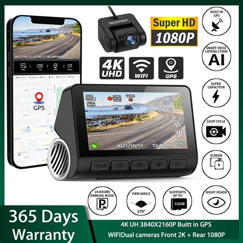 Araba Dash Cam K Uhd X P Araba Kamera Kay T Cihaz Gps Wi Fi