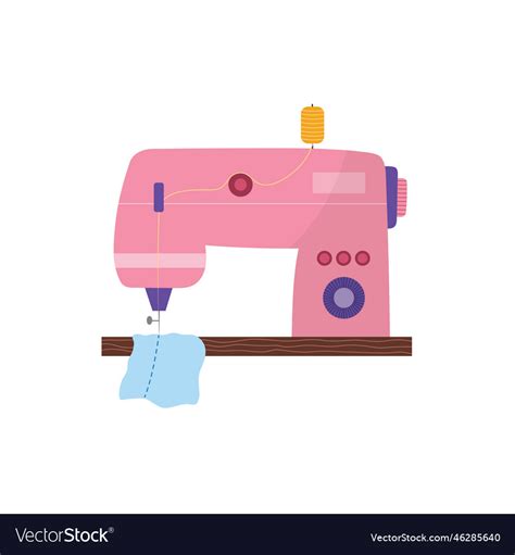 Cute Sewing Machine In Cartoon Style Handmade Vector Image