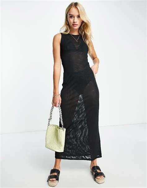 Na Kd X Melissa Bentsen Netzstoff Maxikleid In Schwarz Asos