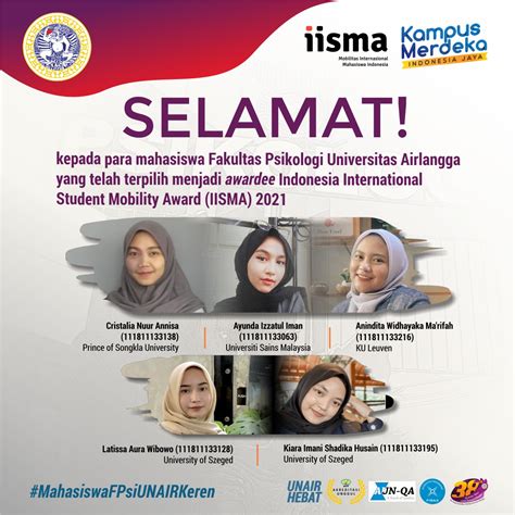 Selamat Para Awardee Iisma Fakultas Psikologi Universitas Airlangga