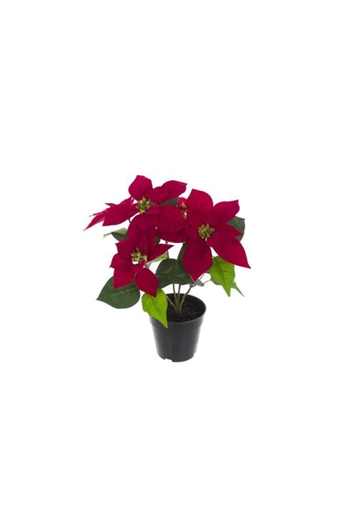 Artificial Potted Poinsettia Plant Red