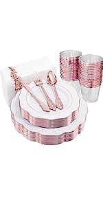 Amazon Noccur Pcs Rose Gold Plastic Plates Rose Gold Silverware